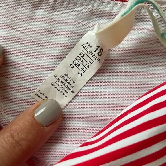 SEA LEVEL Sorrento Stripe High Waist Gathered Side Bikini Bottoms Size 14 - Picture 8 of 8